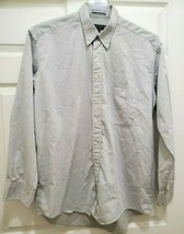 J Riggings Mens Size Large Button Up Shirt Gray Striped Long Sleeve Front Pocket - £18.18 GBP
