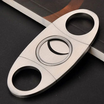 Silver Stainless Steel Pocket Double Blades Cigar Cutter Knife Metal Smoking - £8.40 GBP