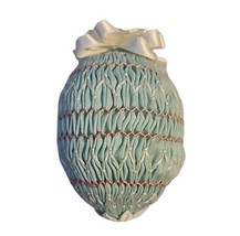 Handmade Smocked Egg with Ribbon Light Teal/Aqua and Pink Easter Decor - £13.94 GBP