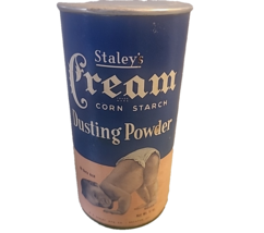 Vintage Staley&#39;s CREAM Corn Starch Dusting Powder Can 12oz  6&quot; tall - $21.49