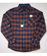 Nomad Men’s Large Lined Thermal Flannel Button-up Shirt Orange Blue Plai... - €29,66 EUR