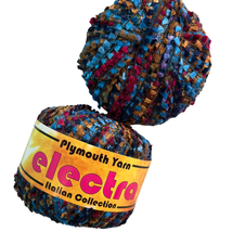 1.5 Skeins Plymouth Yarn ELECTRA Ladder Ribbon | Blue Gold, Red - £14.94 GBP