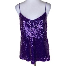 LEYDEN Sequin Camisole Top Purple Sequins Small Spaghetti Strap Womens New - £18.48 GBP