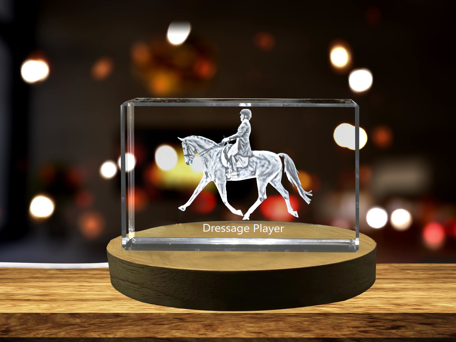 LED Base included | Dressage Player 3D Engraved Crystal 3D Engraved Crystal
