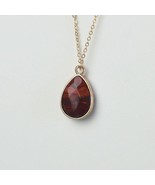Crimson Natural Agate Stone Teardrop Pendant Layering Necklace - $332.02 MXN
