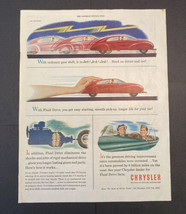 Print Ad Chrysler Fluid Drive Car Vintage 1945 Ephemera 10 1/2x13 5/8 Wa... - $16.65