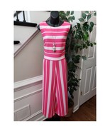 New York &amp; Company Jumpsuit Womens L Pink White Striped Stretch Pockets ... - $40.62 CAD