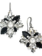 Charter Club Silver-Tone Crystal, Stone and Imitation Pearl Cluster Earrings - $13.86