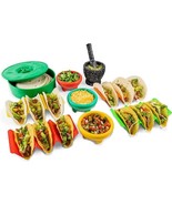 9Pcs Taco Complete Set Tortilla Warmer Salsa Bowls Shell Holders Mortar ... - $41.51