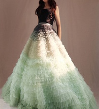 Sage Green Tiered Maxi Tulle Skirt Wedding Bridal Plus Size Evening Skirts image 1