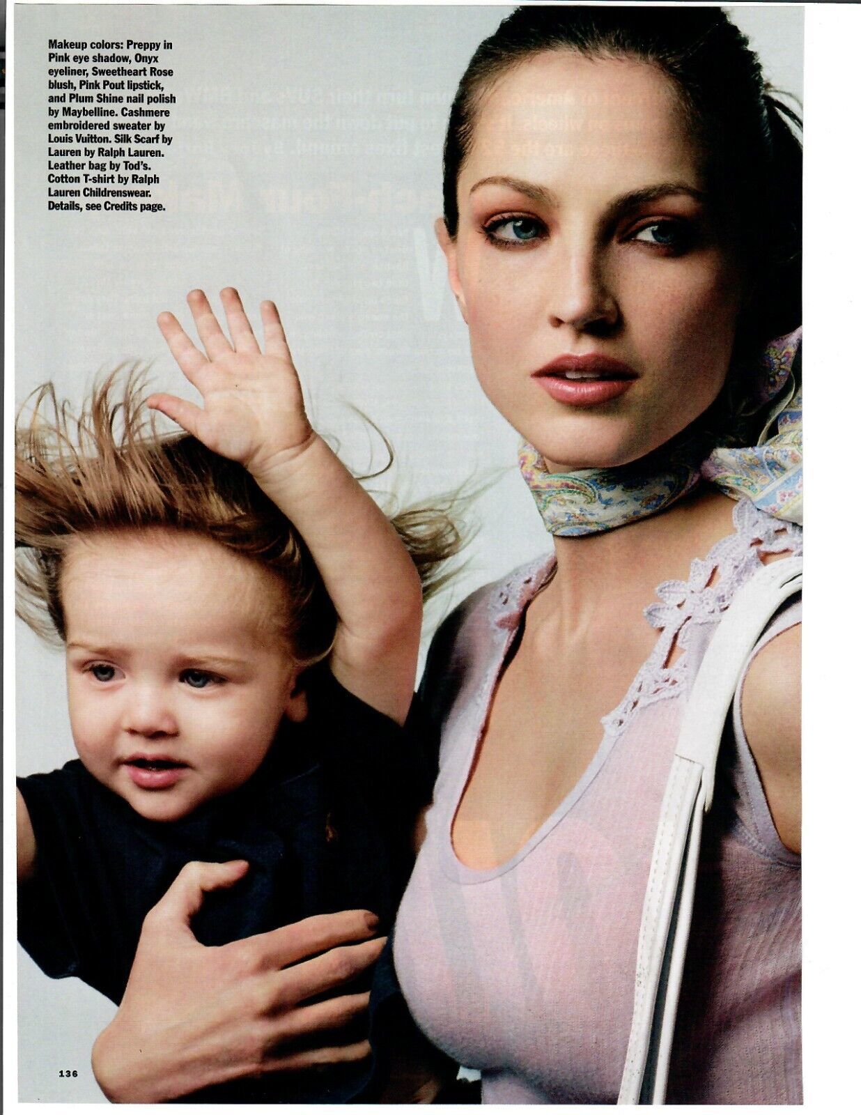 2002 Allure Magazine Print Ad Mom Holding Child Louis Vuitton Ralph Lauren - $12.55