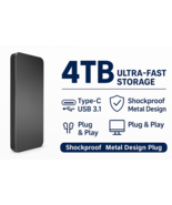 4TB External SSD Portable USB-C 3.1 Hard Drive Shockproof Slim Metal - $94.04