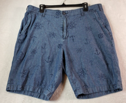 Nautica Shorts Mens Size 38W Blue Anchor 100% Cotton Pockets Casual Flat Front - £11.34 GBP