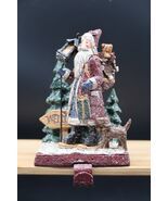 Vtg Santa Stocking Hanger Pere Noel St. Nick Dog Christmas Winter Firepl... - €17,26 EUR