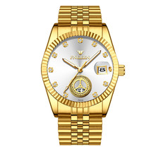 Middle-Aged Gold Watch Men&#39;s Quartz Watch Dad Grandeur Design Waterproof Electro - £24.09 GBP