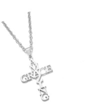 Amazing Grace Necklace Stainless Steel Letter Cross - £32.01 GBP