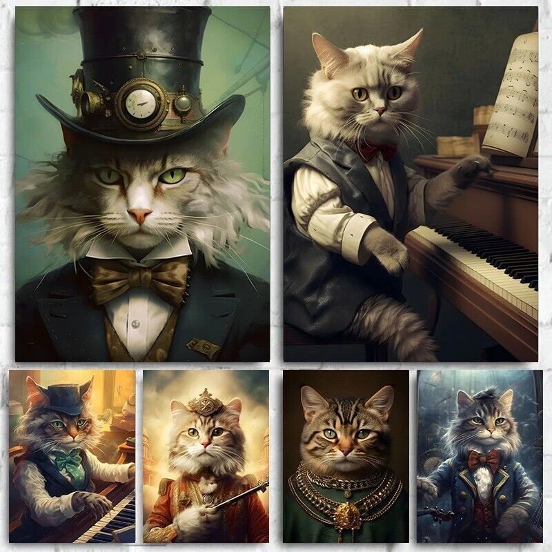 Steampunk Interesting Animal Cat Canvas Printing Poster Wall Art Decor - $3.95+