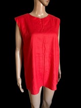 Talbots Women&#39;s Linen Sleeveless Shirt Size 18 Tomato Red Back Button EUC - $21.78