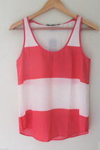 NWT French Connection White Party Pink Bold Block Stripe Vest Tank Top 2... - $27.60