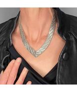 Custom Vintage V Shaped Chain Necklace Sterling Silver circa 1970, Make ... - $23,688.94 MXN