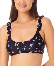 MSRP $20 California Waves Juniors Ruffle Bralette Bikini Top Black Size XL - $6.42