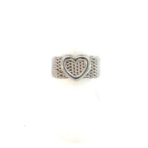 Tiffany &amp; Co Estate Somerset Heart Ring 7 Silver 9.60 mm TIF609 - £310.83 GBP