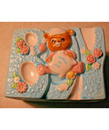 Teddy Bear Baby Figure Planter Lefton Bundle of Joy Baby Nursery Boy Blu... - £7.88 GBP