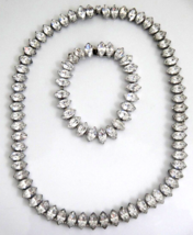 Kramer of New York Bracelet and Necklace Set Clear Oval Rhinestones Faceted Vtg - £35.11 GBP