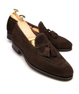 Handmade moccasin suede leather brown tassels loafers dress shoes for men  - £128.28 GBP+