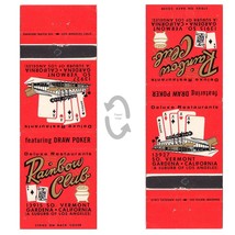 Vintage Matchbook Cover Rainbow Club Poker Room Gardena CA 1960s gambling - £10.31 GBP