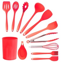 MegaChef Red Silicone Cooking Utensils, Set of 12 - £51.53 GBP