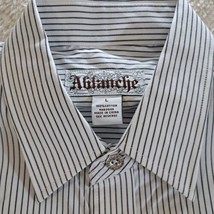 Ablanche Mens Button Up Shirt Grey White Pin Stripe Size Large New Old S... - £9.03 GBP