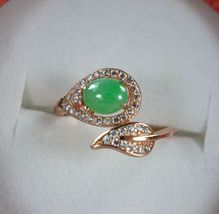 Certified Green 阳绿 100% Natural A Jadeite jade Ladies ring 女士戒指 S925 silver - £127.48 GBP