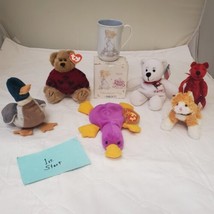 Set of 5 Multi Brand Plush Stuffed Animal Bear&#39;s Toy Figures with Coffee Mug - £31.13 GBP