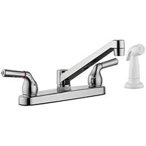 Home Plus Two Handle Chrome Kitchen Faucet Side Sprayer Included - $34.90