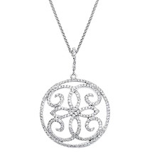 0.95 Carat Scroll Design Round Cut Diamond Chain 16&#39;&#39;Pendant 14k White Gold - $31,384.01 MXN