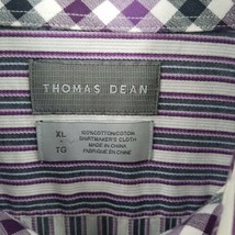 Thomas Dean Gray/Purple Striped L/S Button Up 100% Cotton Dress Shirt Mens XL - £19.44 GBP