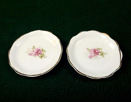 Vintage Porcelain Butter Pats, Set of 2 ~ Pink Floral Pattern, No Mark, #BP-01 - £11.71 GBP