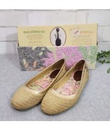 The Sak Bamboo Sparkle Gold Crochet Knit Leather Round Toe Ballet Flat S... - $28.99