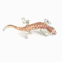 Vintage Orange Enameled Salamander Lizard Reptile Brooch Pin - $9.89