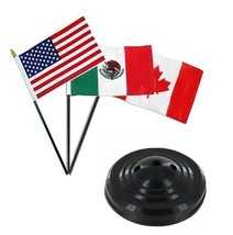 RFCO USA American/Mexico/Canada Flags 4&quot;x6&quot; Desk Set Table Stick Black Base - £3.49 GBP