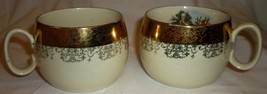 COLLECTIBLE CREST O GOLD GERMANY VINTAGE SET/2 TEA CUPS HANDPAINTED 22K ... - $20.00