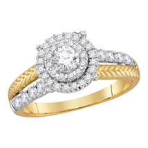 14k Yellow Gold Round Diamond Round EGL Bridal Wedding Engagement Ring 1.00 Ctw - £1,335.23 GBP