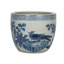 Blue and White Bird Motif Porcelain Orchid Pot - £170.86 GBP