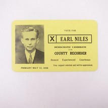 Political Campaign Election Card Greenville Ohio Recorder Earl Niles 193... - $29.99