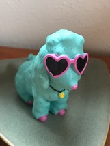 Aqua Blue Resin Poodle Puppy Dog w Pink Heart Shaped Sunglasses Figurine – 3 inc - £9.02 GBP