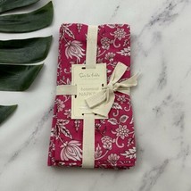 Sur La Table Botanical Floral Print Fabric Napkins New Set 4 Pink White Cotton - $21.77