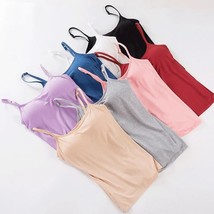 Adjustable Strap Built In Cup Padded Wireless Camisole Basic Tank Top - £12.78 GBP
