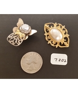 2 Vintage Pins – Faux Baroque Pearl and Rhinestone Angel - £7.85 GBP