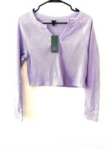 NWT Wild Fable Women&#39;s Long Sleeve V Neck Waffle Boxy Cropped Top, Purpl... - £4.23 GBP